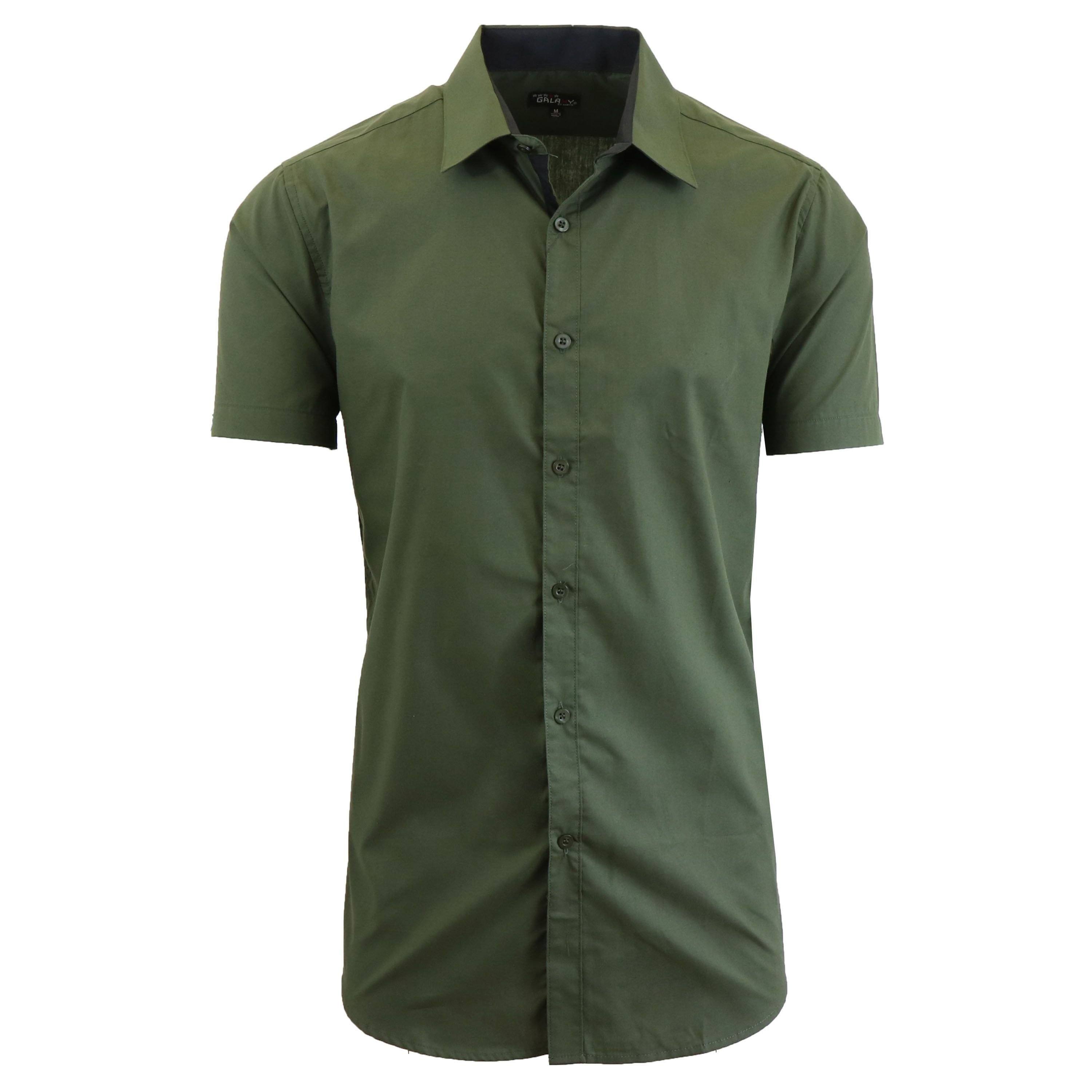 Men&#39;s Mens Short Sleeve Dress Shirt / Olive / Small