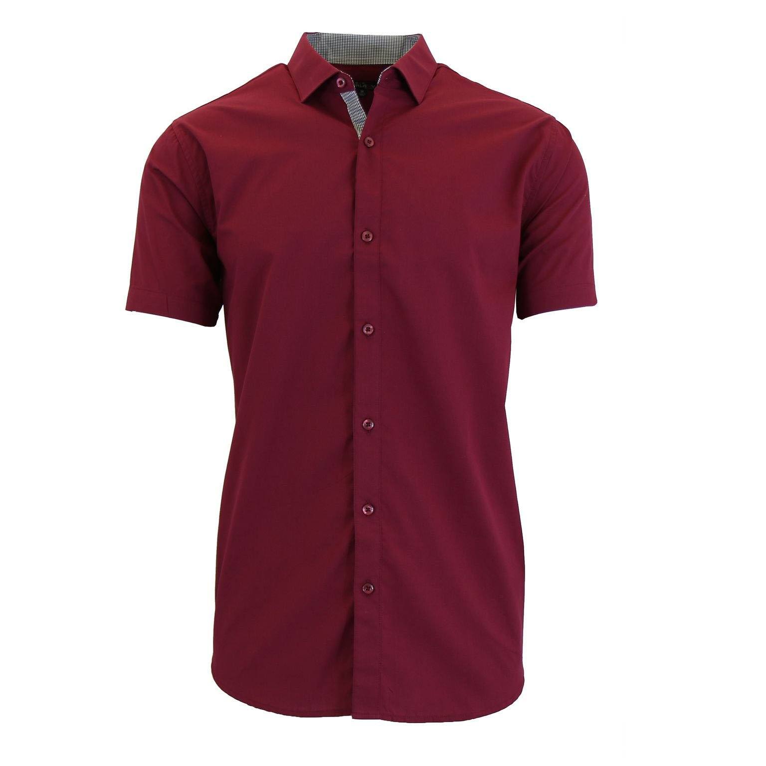 Men&#39;s Mens Short Sleeve Dress Shirt / Maroon Burgundy / Medium