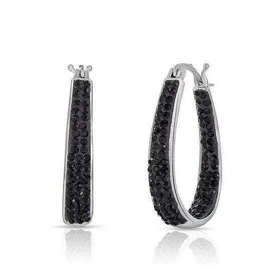 Black and White Austrian Crystal Hoop Earrings