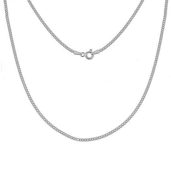 Solid .925 Sterling Silver Curb Link Chain Unisex Necklace / 18&quot;