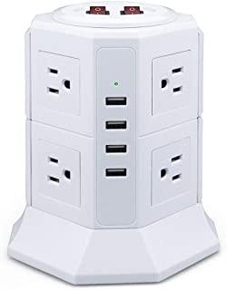 Safemore 8-Outlet Desktop Surge Protector with 4 USB Ports / White