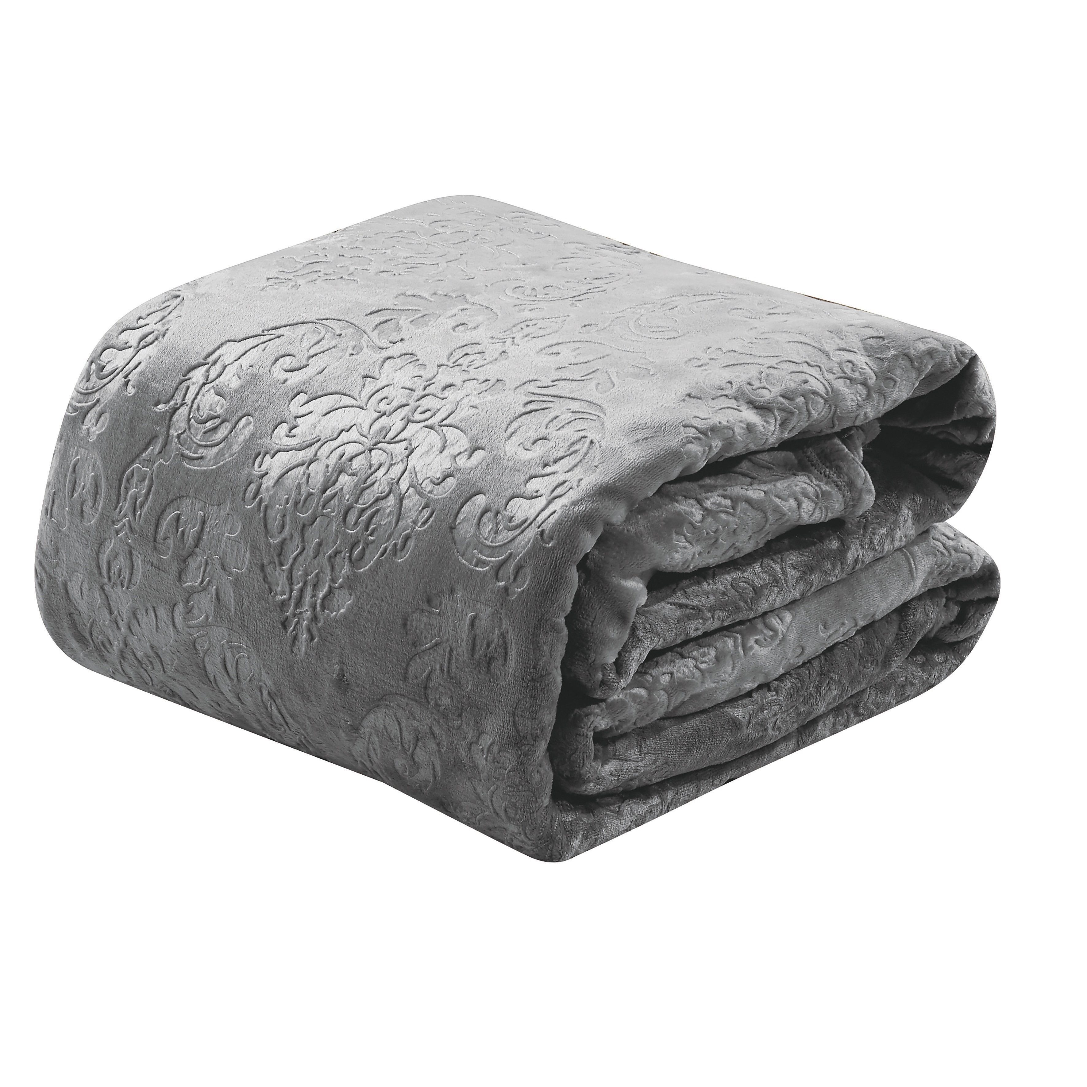 Versailles Throw Flannel Fleece Blanket / Gray