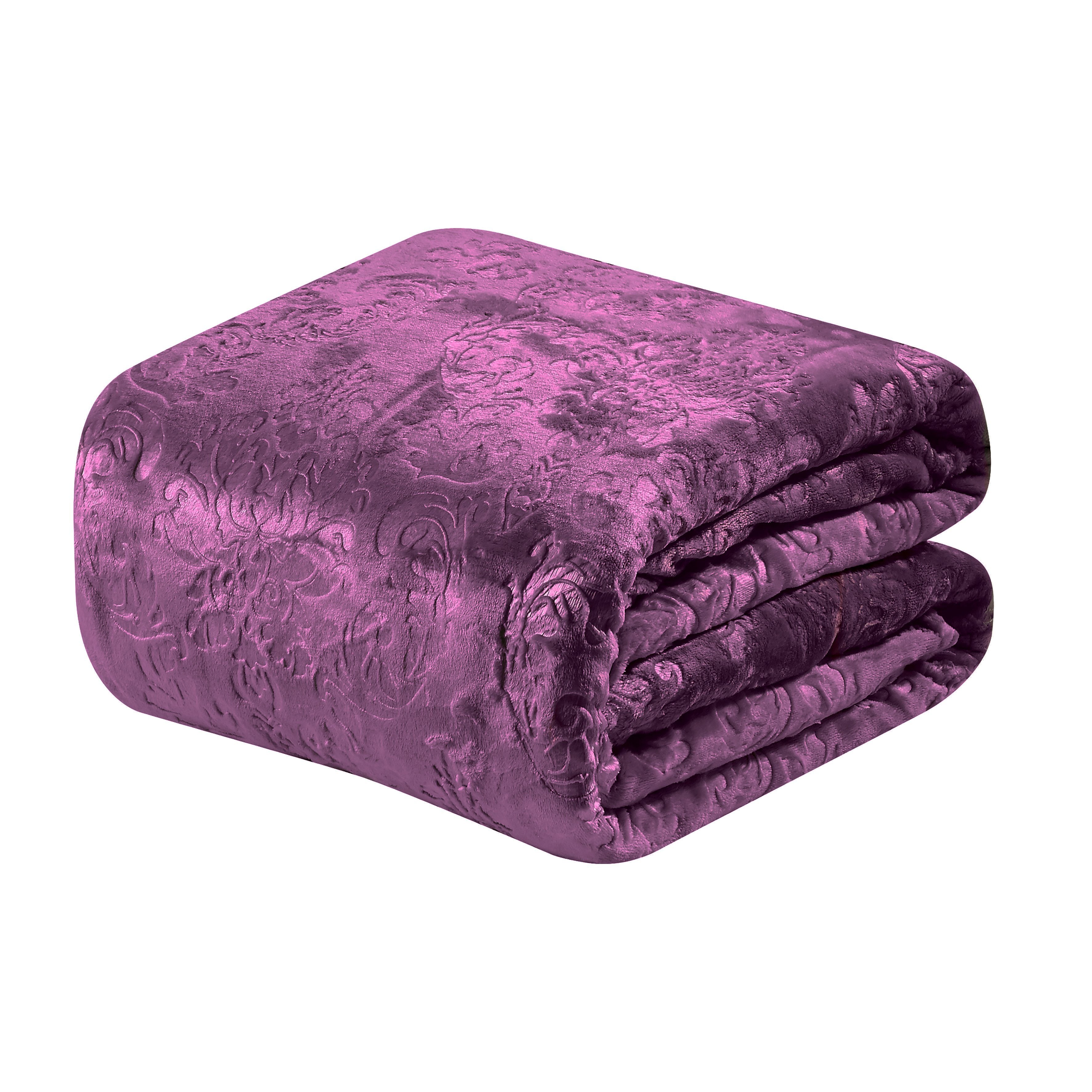 Versailles Throw Flannel Fleece Blanket / Purple