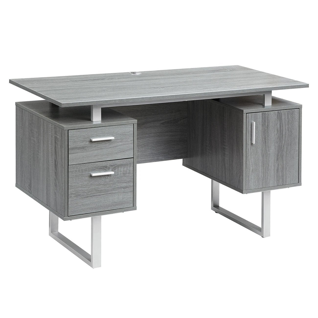 Modern Gray Office Desk with Storage