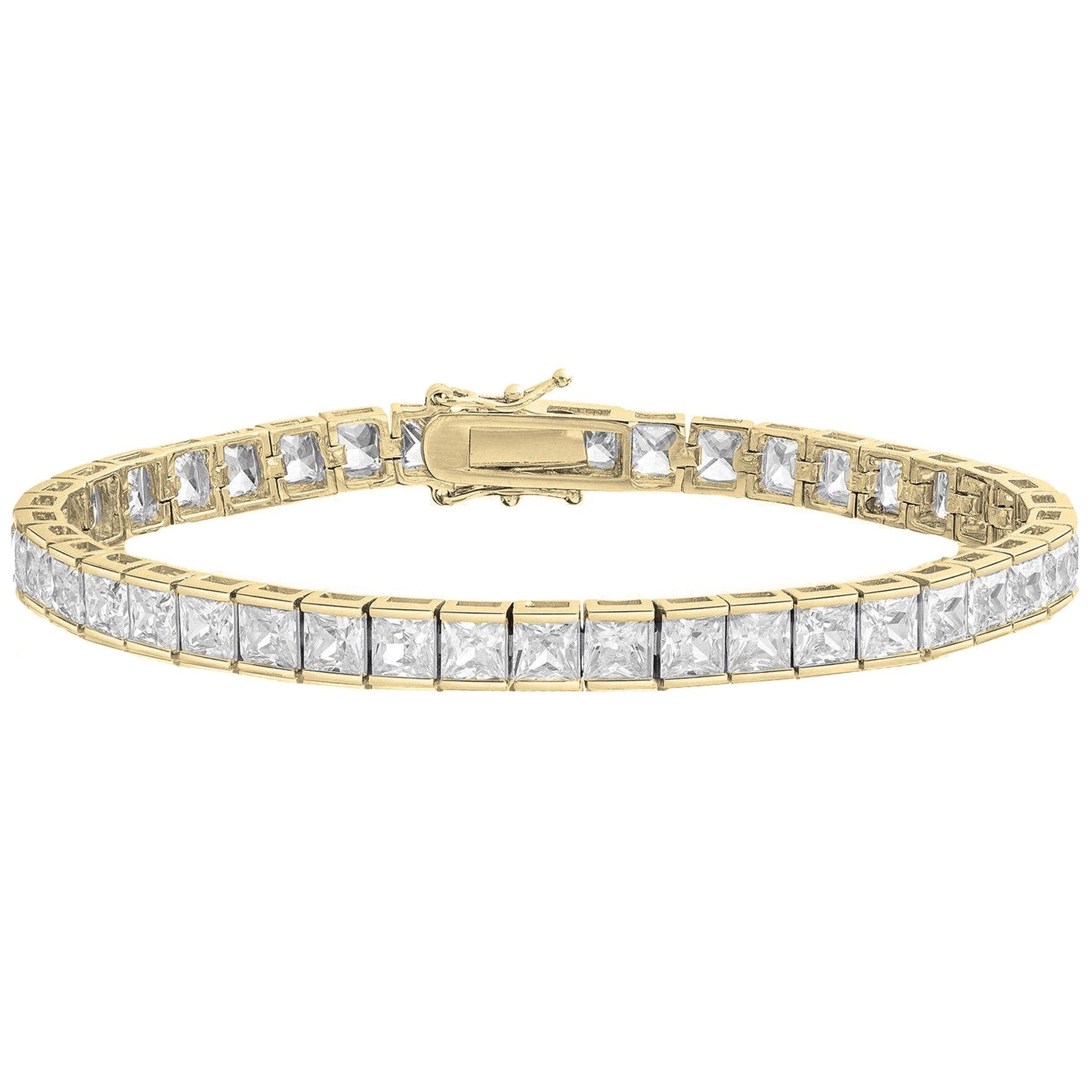 Princess Cut Crystal Tennis Bracelet / Gold
