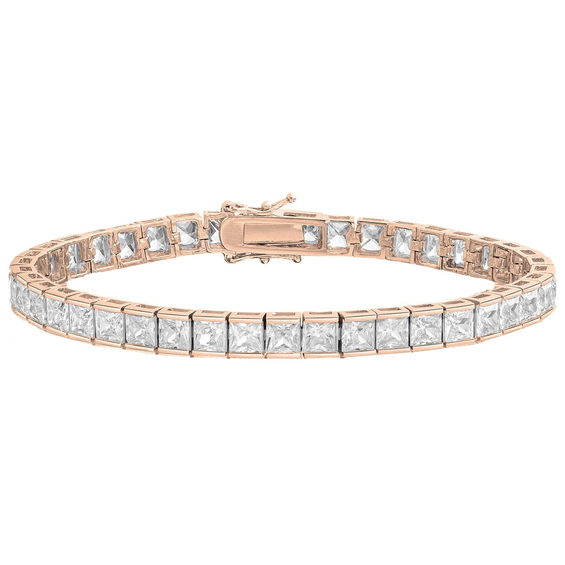Princess Cut Crystal Tennis Bracelet / Rose Gold