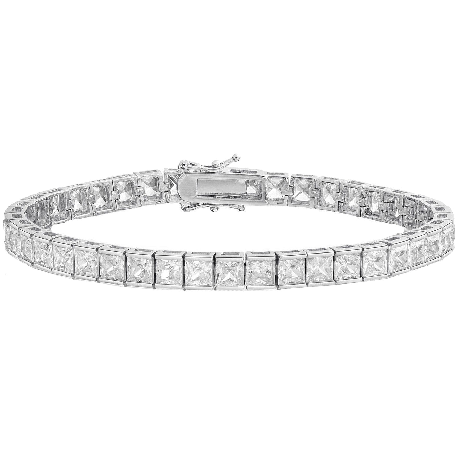 Princess Cut Crystal Tennis Bracelet / Silver