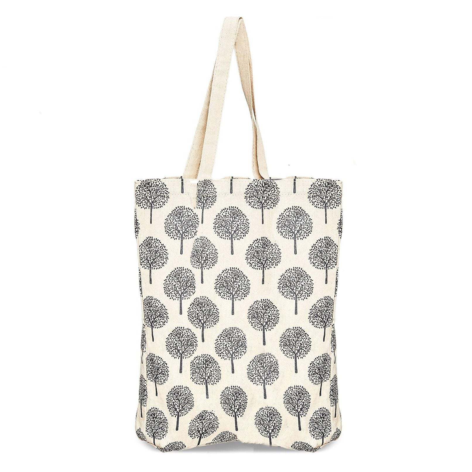 Reusable Cotton Grocery Shopping Tote Bag / Tree Print
