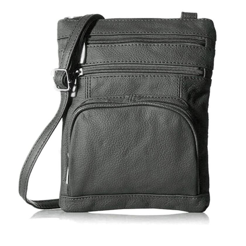 Super Soft Leather-Crossbody Bag / Dark Gray