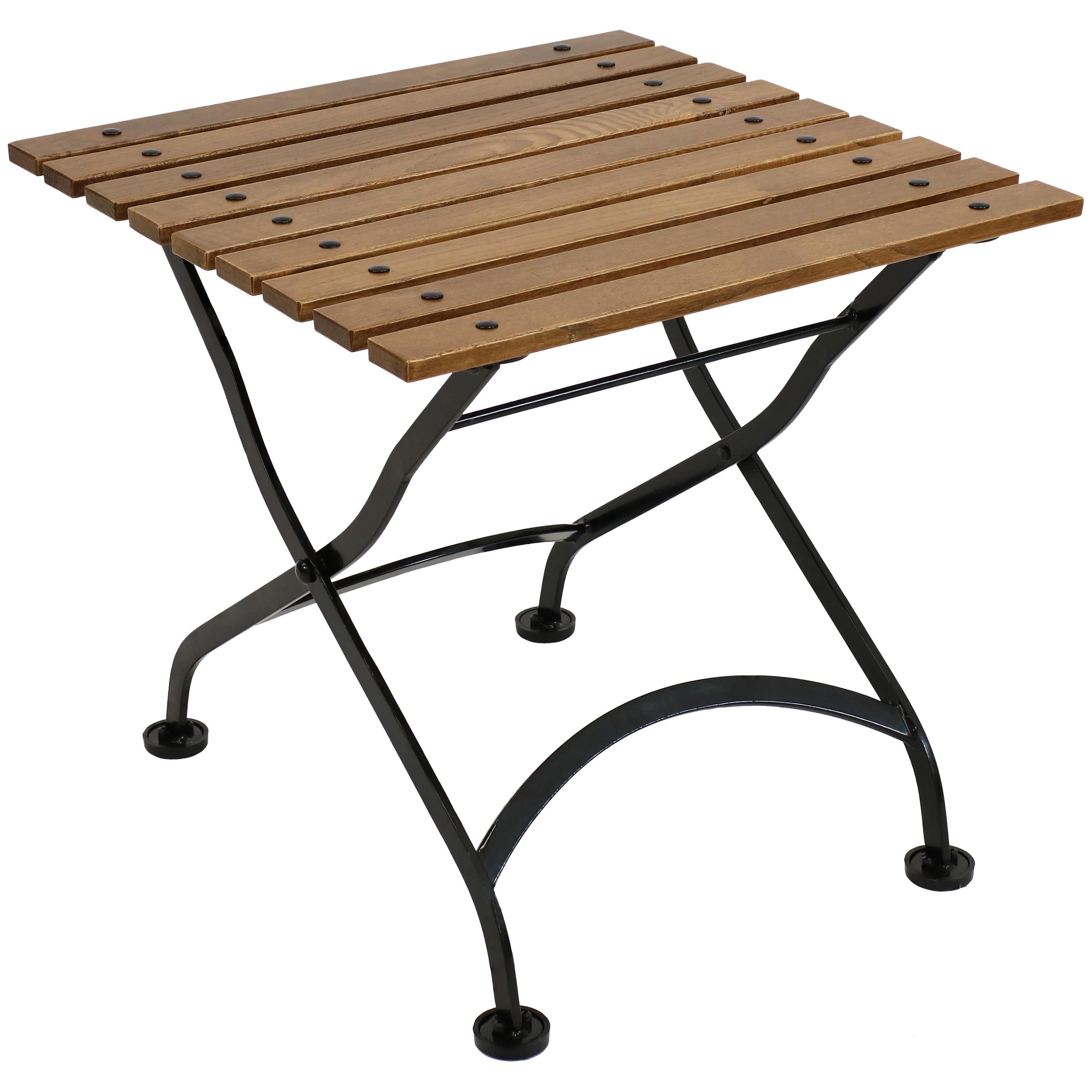Sunnydaze European Chestnut Wood Folding Square Side Table - 20-Inch