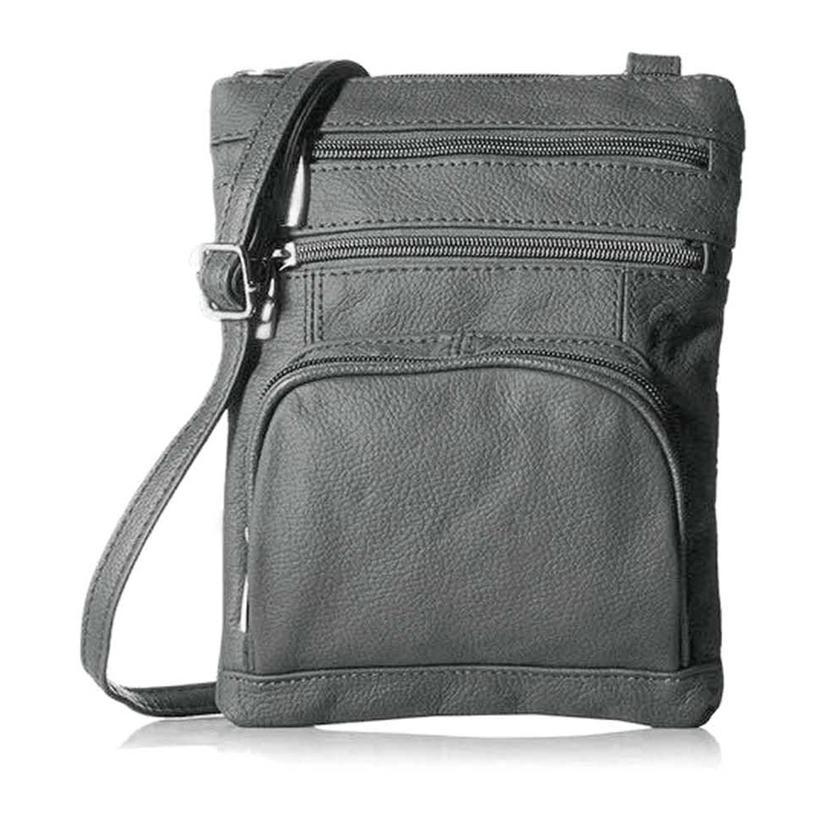 Super Soft Leather-Crossbody Bag / Gray