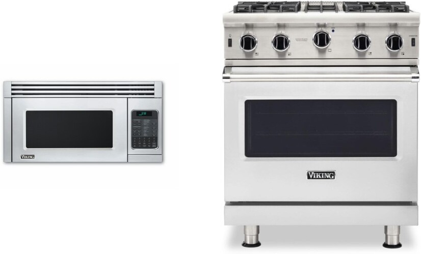 Viking 5 2 Piece Kitchen Appliances Package with Gas Range and Over the Range Microwave in Stainless Steel VIRAMW210
