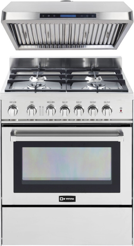 Verona 2 Piece Kitchen Appliances Package with Gas Range in Stainless Steel VERAHO201