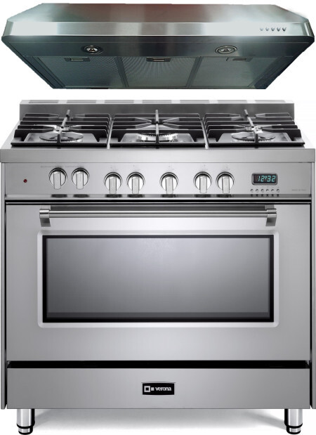 Verona 2 Piece Kitchen Appliances Package with Dual Fuel Range in Stainless Steel VERAHO202