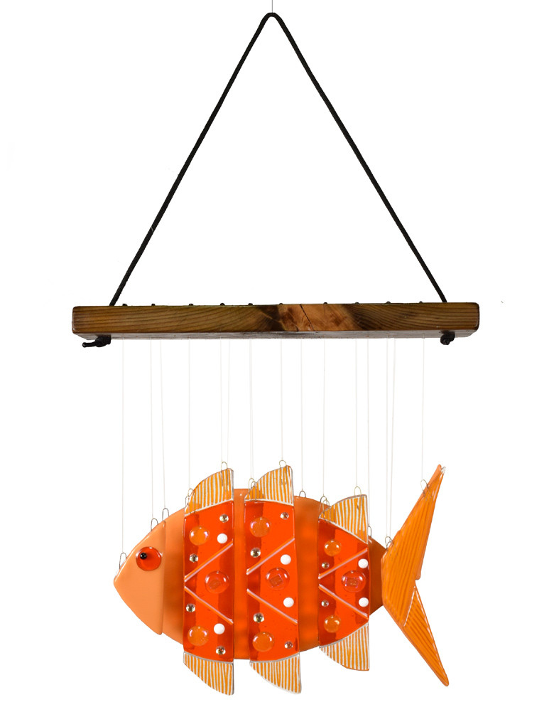 Fused Glass Fish Wind Chime: Goldfish