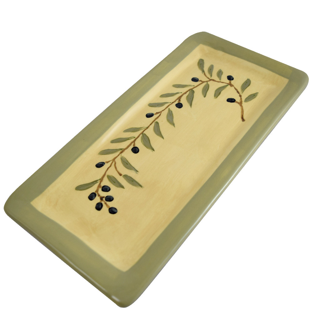 Terra Cotta Pottery Everyday Tray - Olive Branch Motif