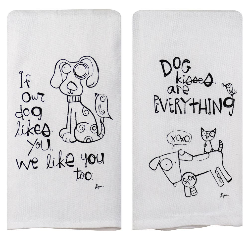 Perfect Pairings Kitchen Towel Set: Dog Kisses/Dog Likes You