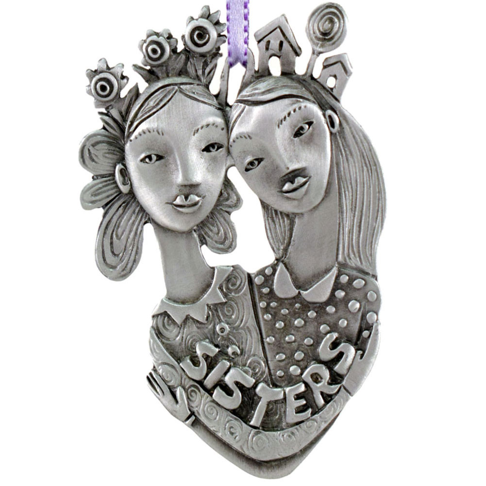 Cast Pewter Art Ornament - Sisters