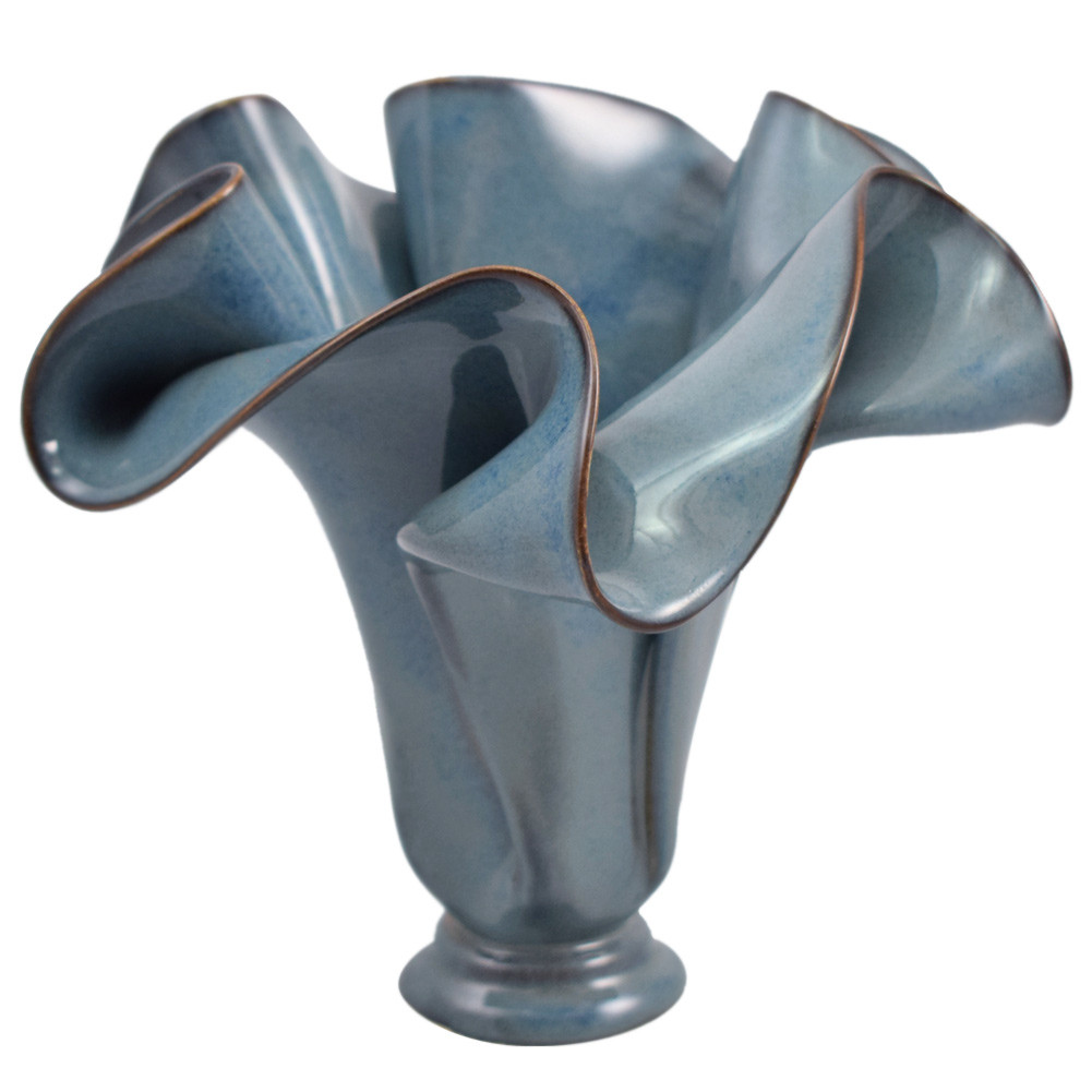 Contemporary Ripple Vase in Steel Blue