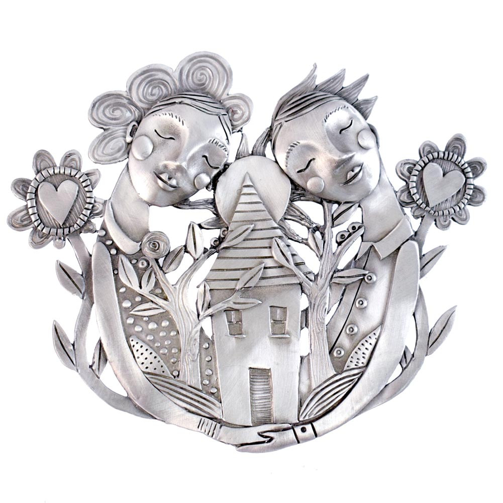 Cast Pewter Art Wall Plaque - &#39;A House of Love&#39;