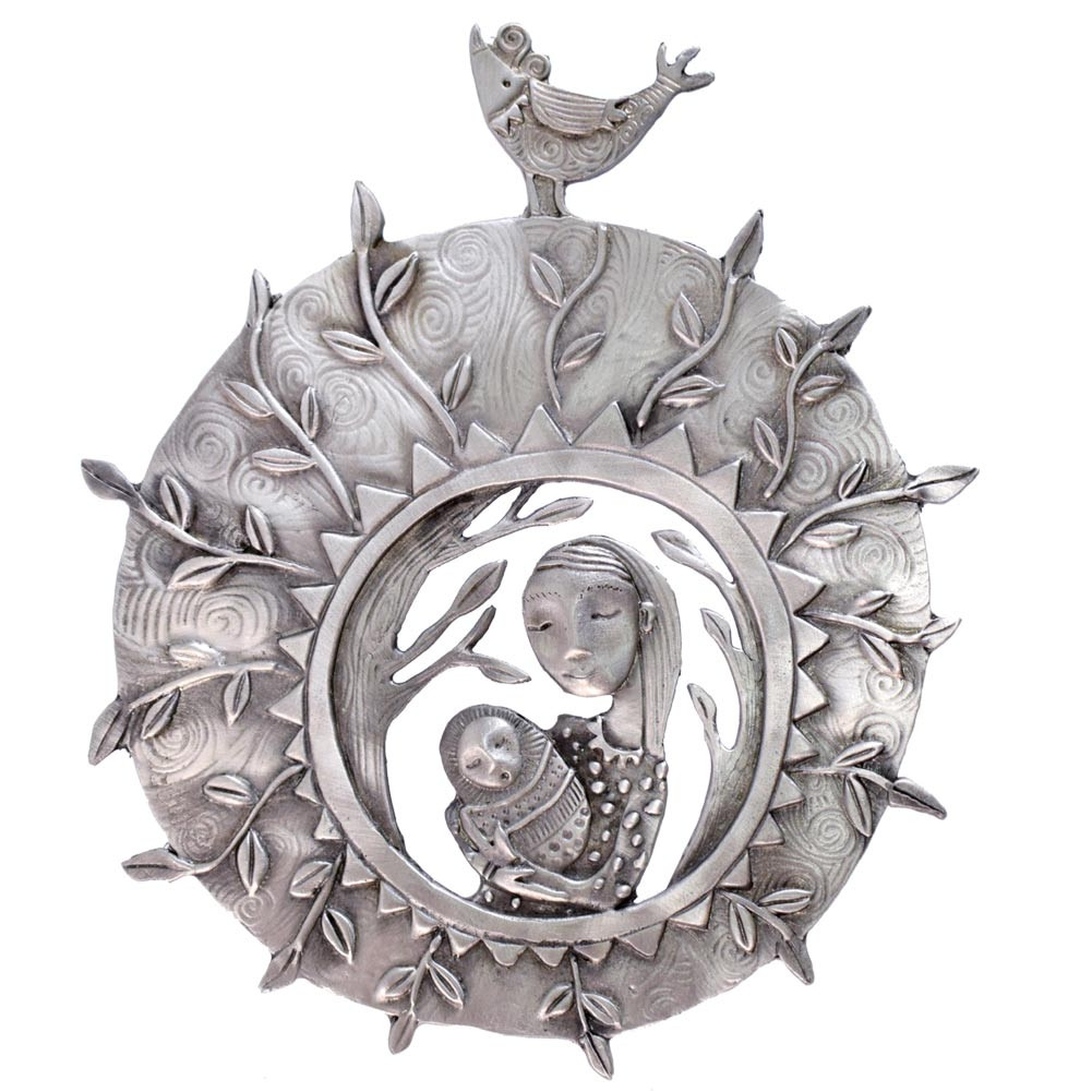 Cast Pewter Art Wall Plaque - &#39;New Mother&#39;