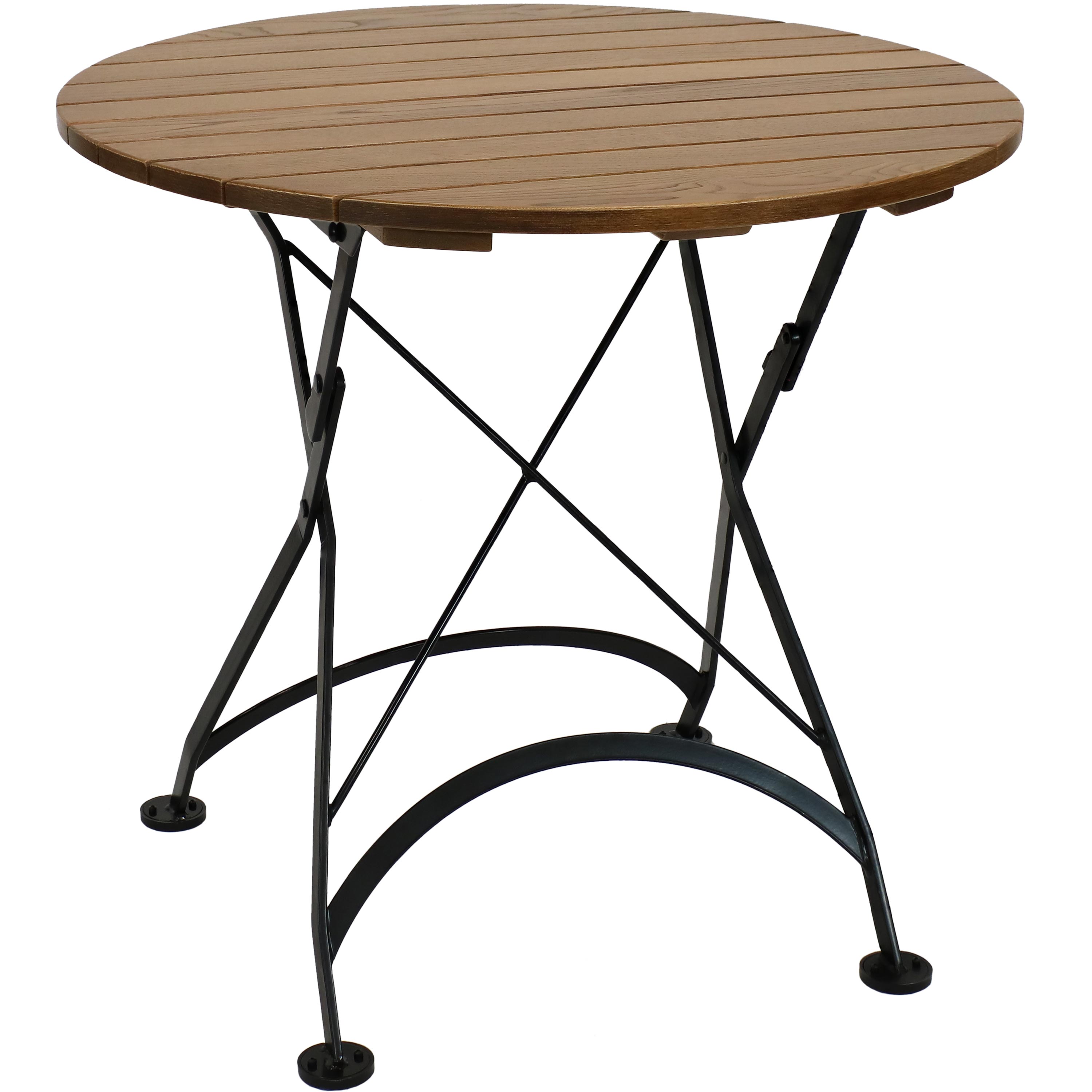 Sunnydaze European Chestnut Wood Folding Round Bistro Table