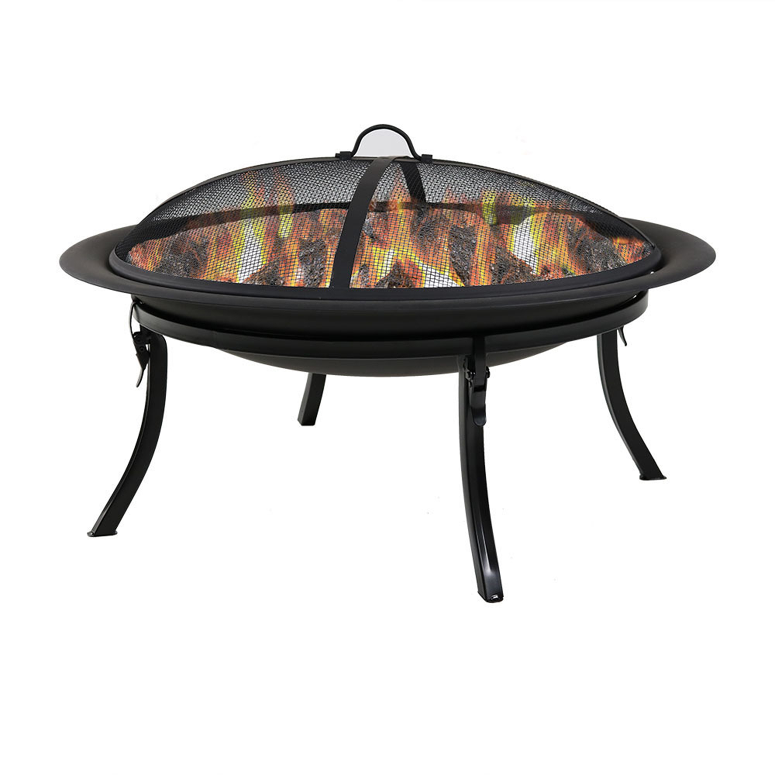 Sunnydaze Folding Fire Pit with Carrying Case &amp; Spark Screen - 29-Inch