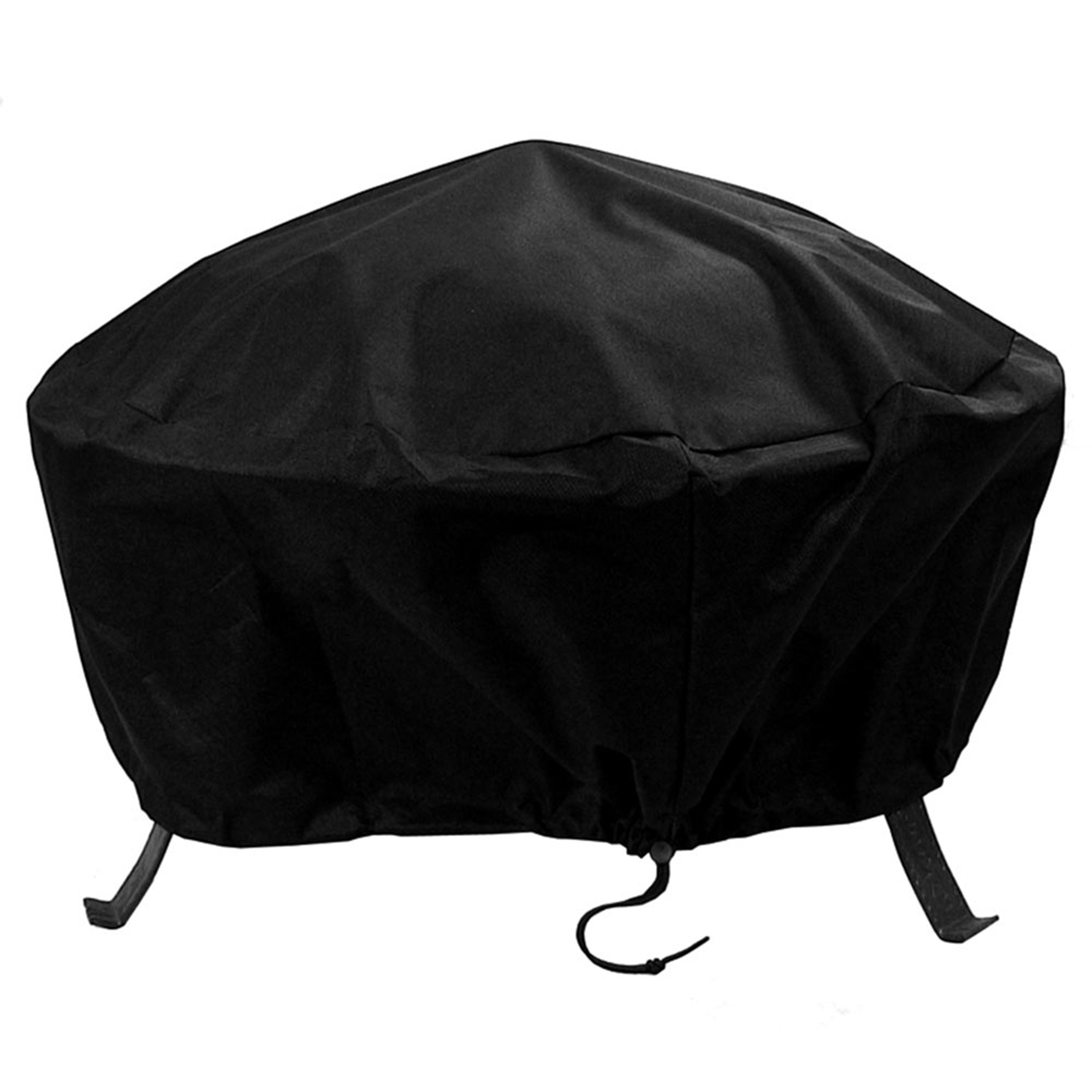 Sunnydaze Heavy-Duty Weather-Resistant Round Fire Pit Cover with Drawstring and Toggle Closure, Size and Color Options Available, Black, 30-inch Diameter