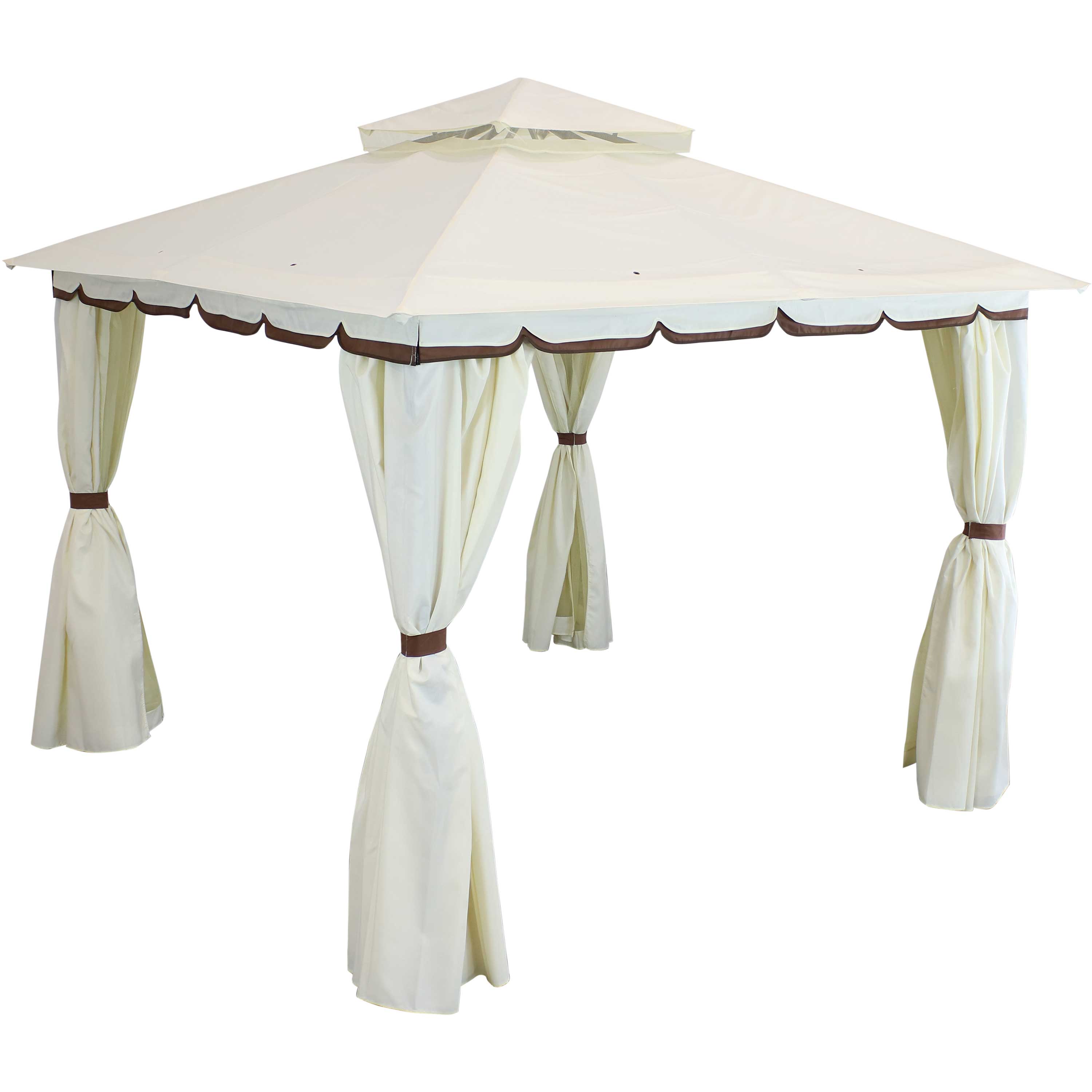 Sunnydaze Soft Top Patio Gazebo - 10x10 Foot with Mesh Screen and Privacy Wall - Cream