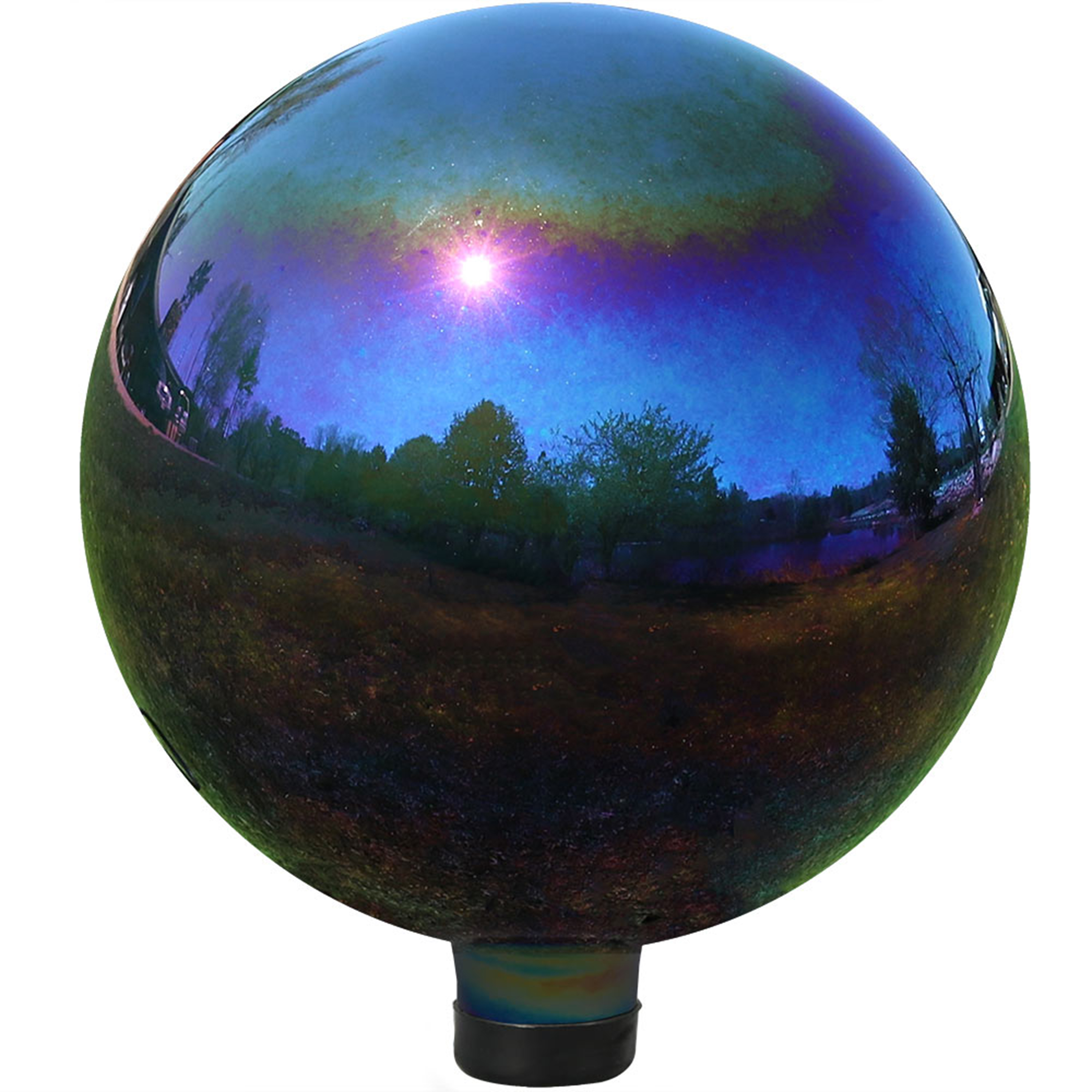 Sunnydaze 10-Inch Glass Gazing Globe Ball with Mirrored Finish, Color Options Available, Rainbow