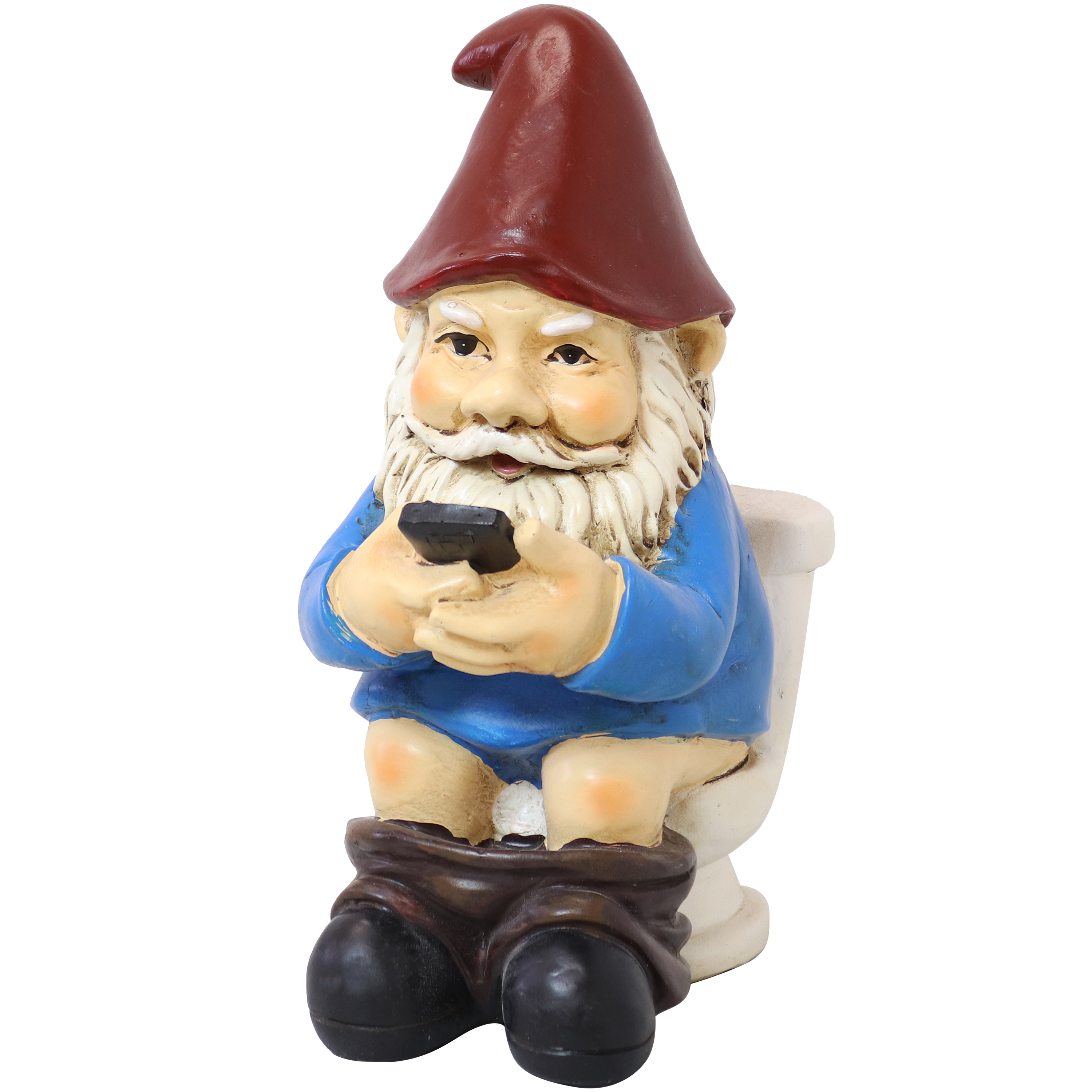Sunnydaze Cody the Gnome Reading Phone on the Throne - 9.5-Inch