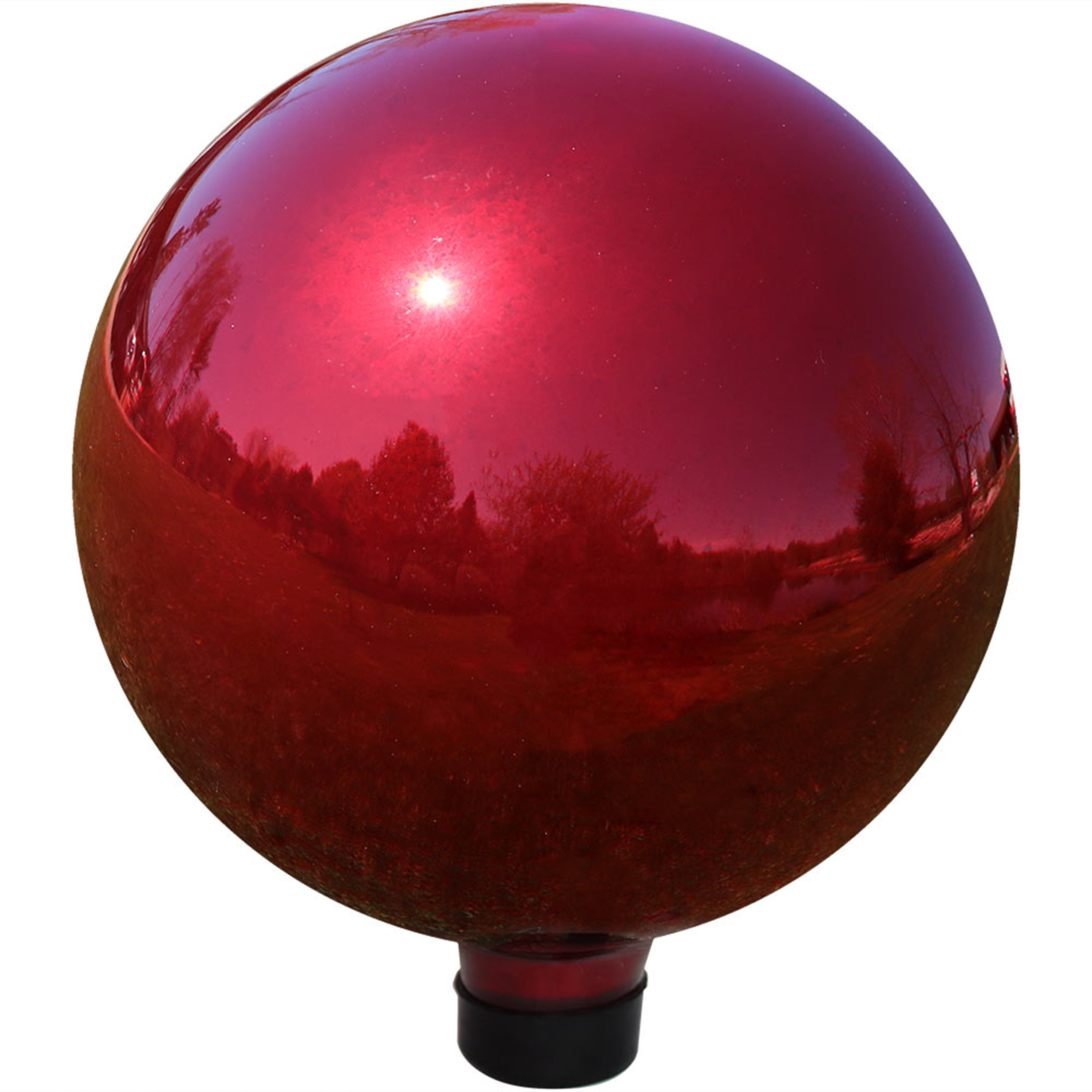 Sunnydaze 10-Inch Glass Gazing Globe Ball with Mirrored Finish, Color Options Available, Red