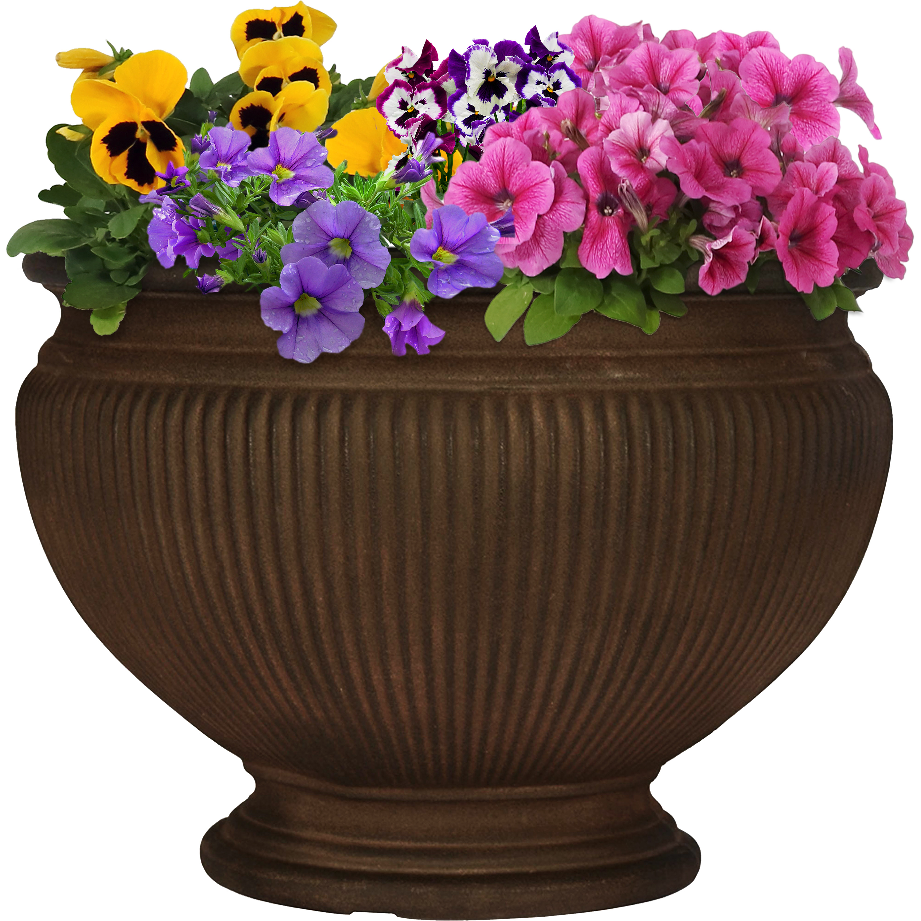 Sunnydaze Elizabeth Ribbed Urn Indoor/Outdoor Planter Pot, 16-Inch Diameter, Rust, Single
