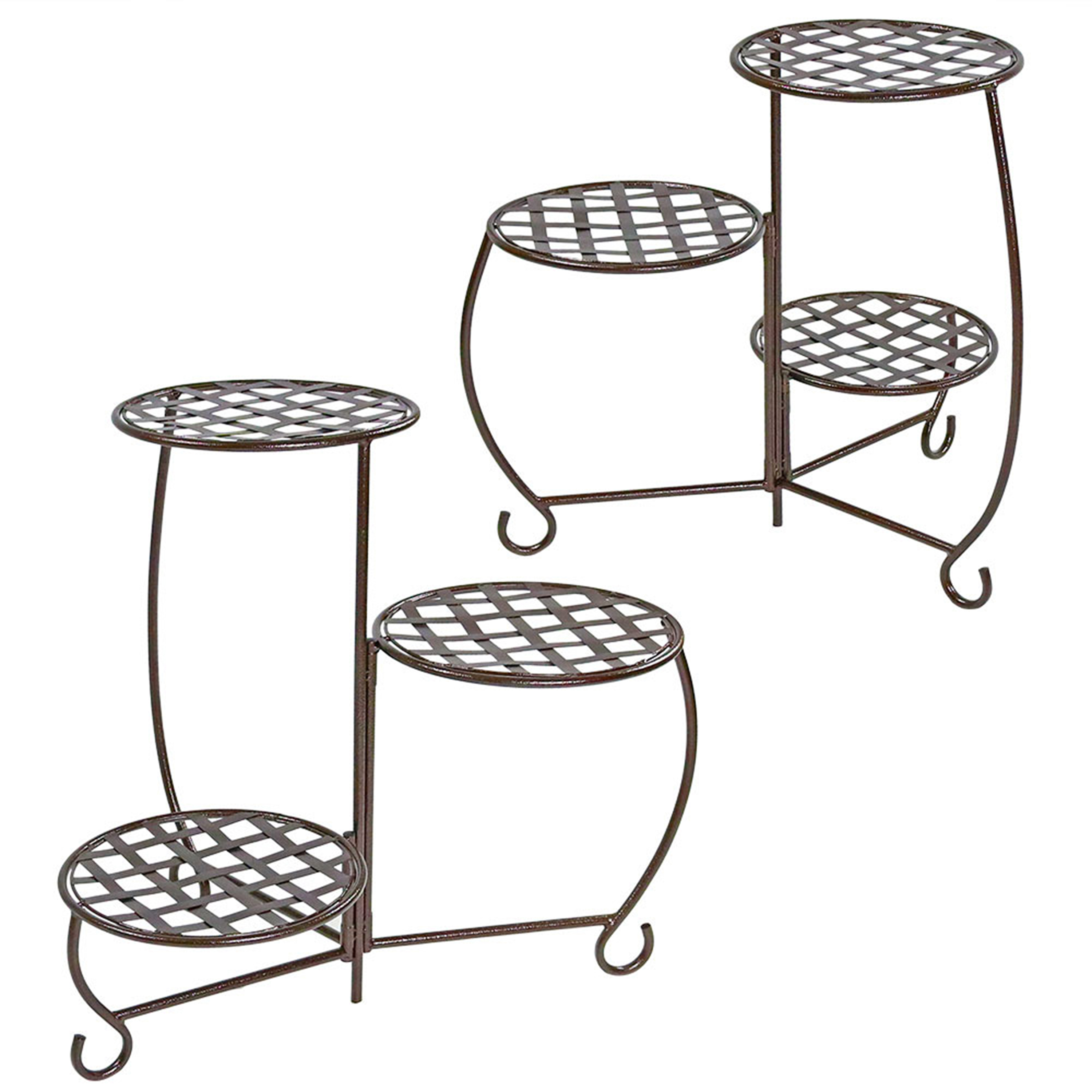 Sunnydaze Checkered Triple Planter Stand - Bronze - Set of 2