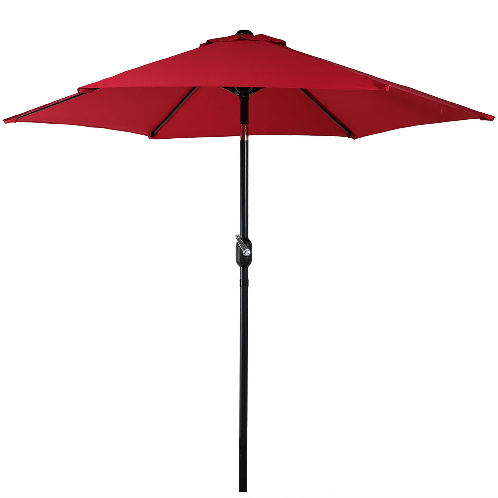 Sunnydaze Aluminum 7.5 Foot Patio Umbrella with Tilt &amp; Crank, Red