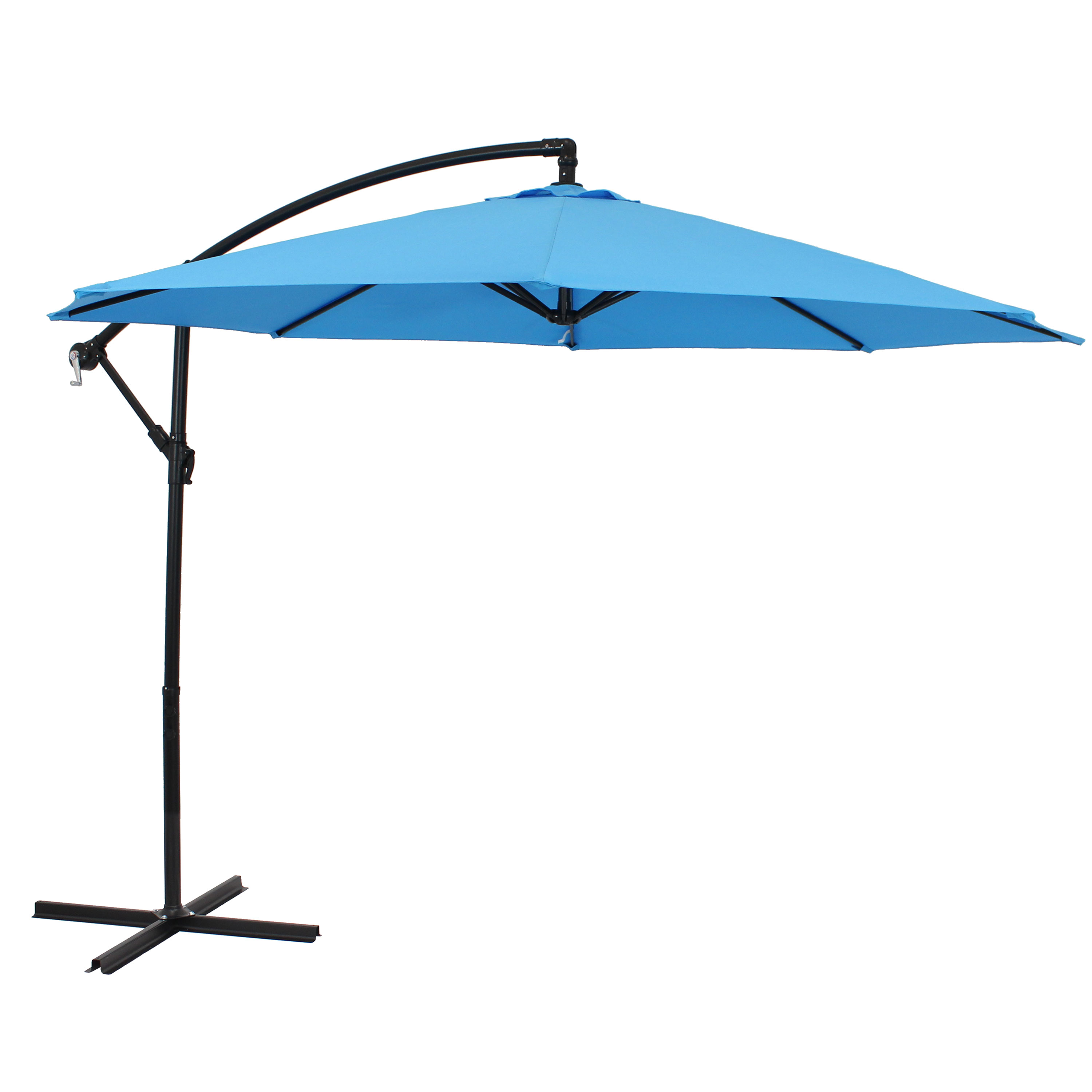 Sunnydaze Offset Outdoor Patio Umbrella with Crank - 9-Foot - Azure