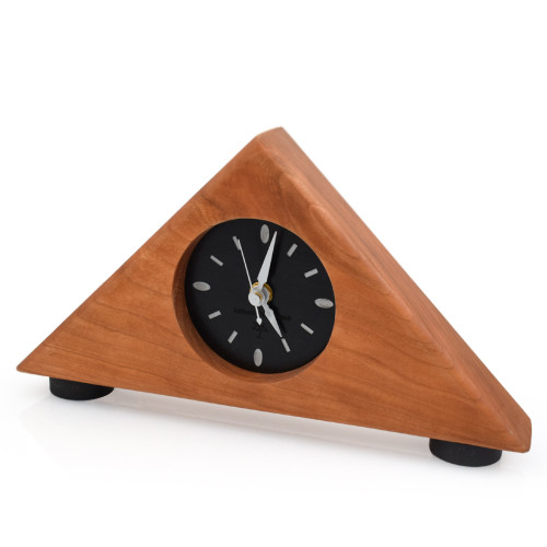Triangle Mantel Clock Handmade of Solid Cherry Hardwood