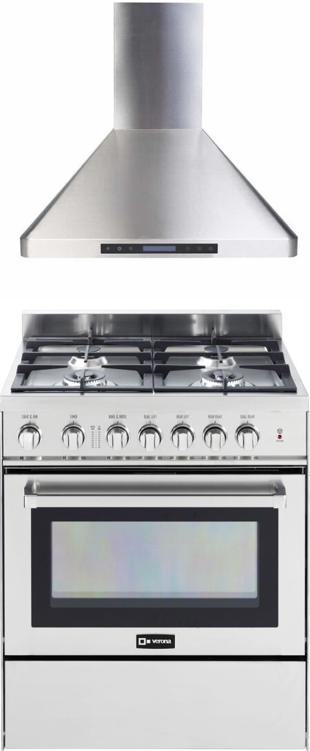 Verona 2 Piece Kitchen Appliances Package with Gas Range in Stainless Steel VERAHO200