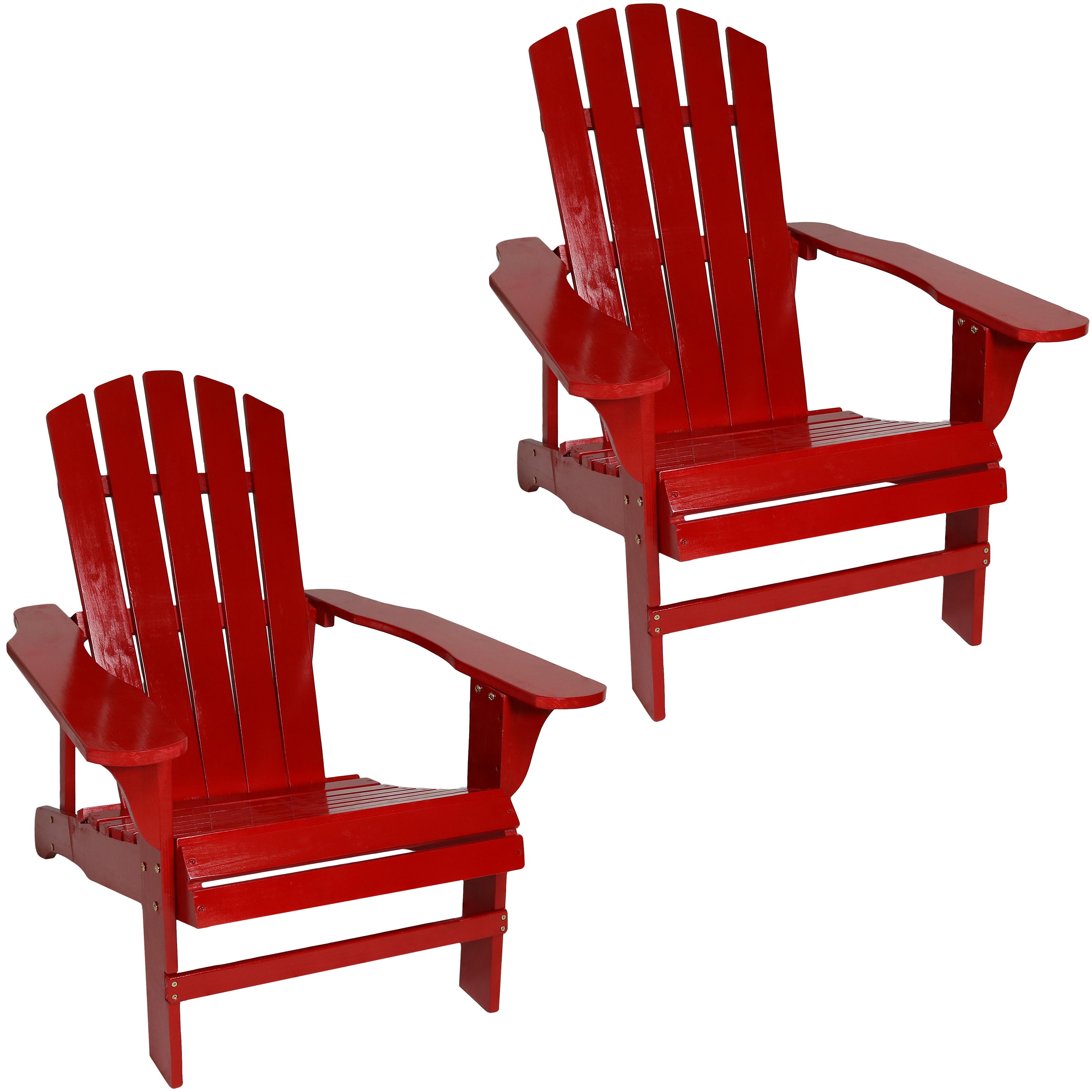Sunnydaze Coastal Bliss Wooden Adirondack Chair - Set of 2 - Red