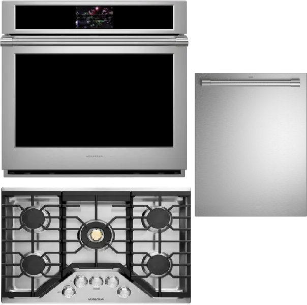 Monogram 3 Piece Kitchen Appliances Package with Dishwasher in Stainless Steel MOCTWODW109