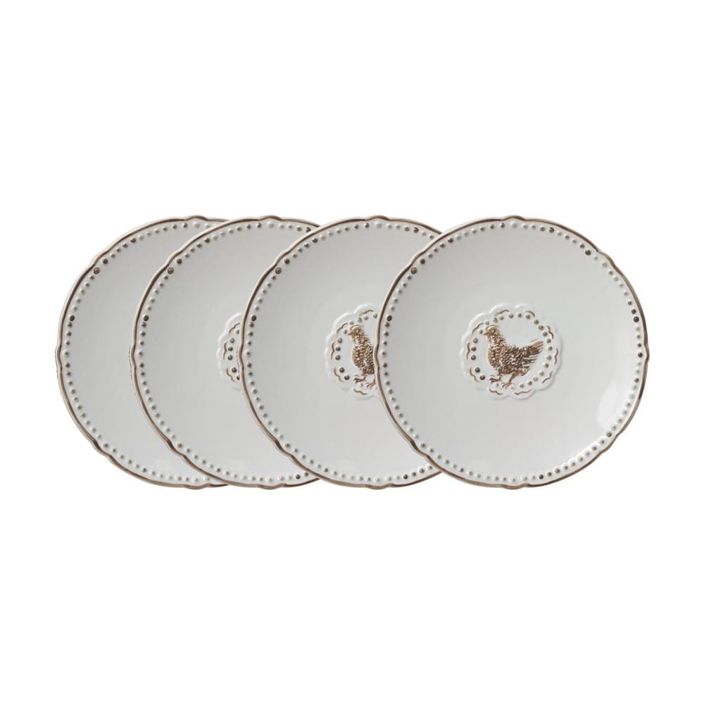 Farmhouse Hen Set of 4 Appetizer Plates