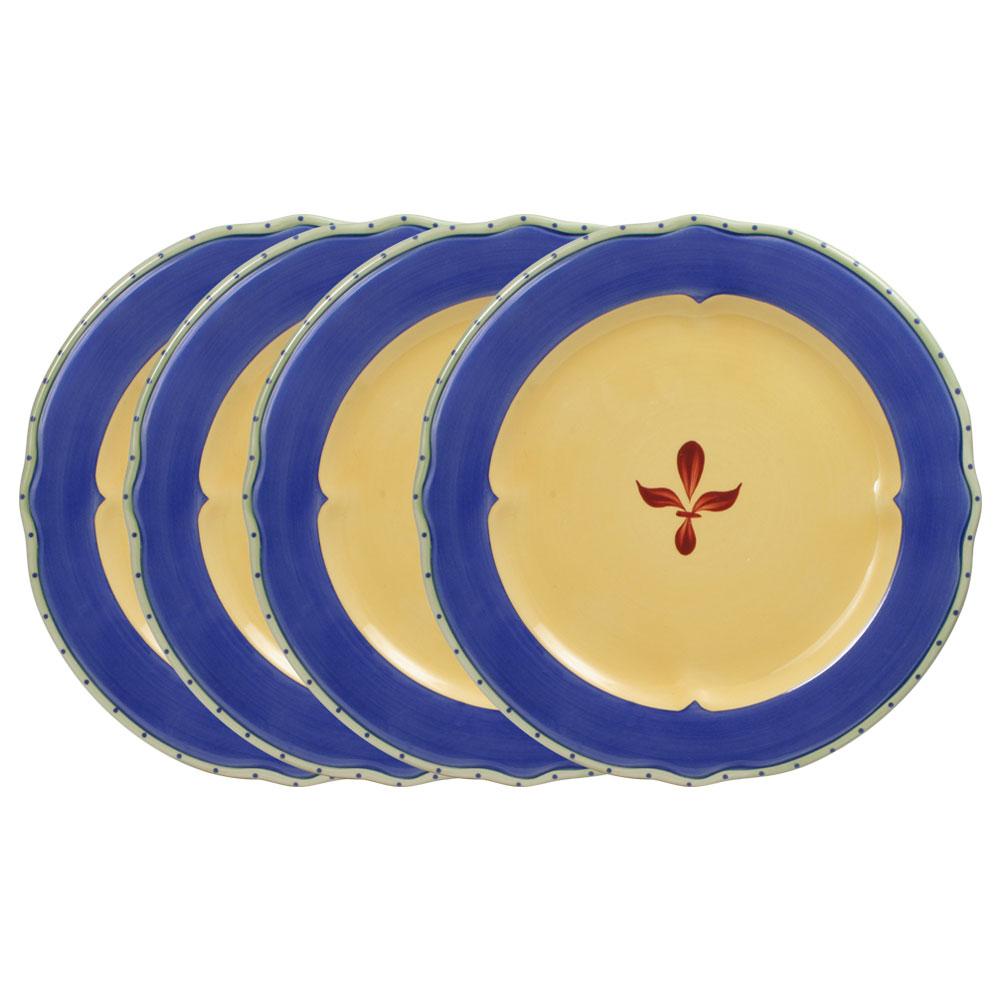 Pistoulet® Set of 4 Dinner Plates with Blue Band