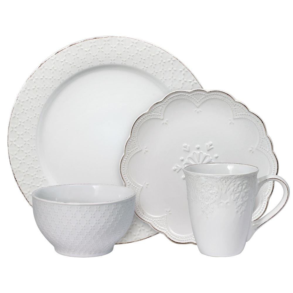 French Lace White Dinnerware Set - 48 Piece