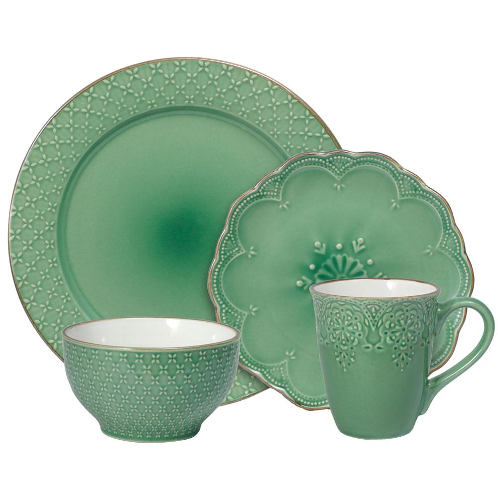 French Lace Green Dinnerware Set - 48 Piece