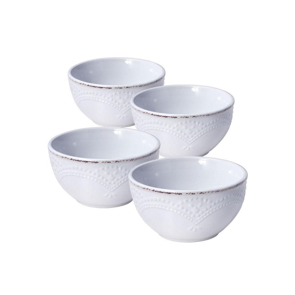 French Lace White Set of 4 Fruit Bowls