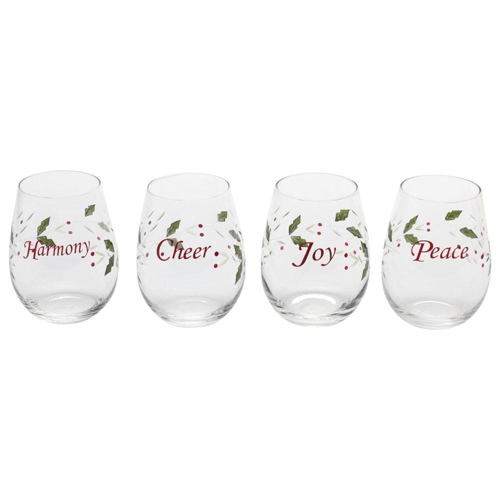 Winterberry® Set of 4 Sentiments Stemless Wine Glasses