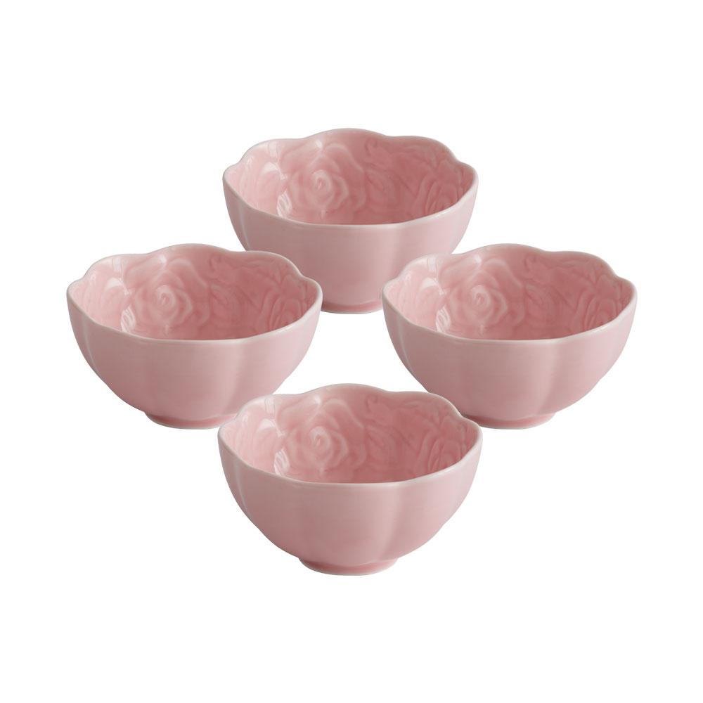 Tea Rose Set of 4 Pink Fruit Bowls