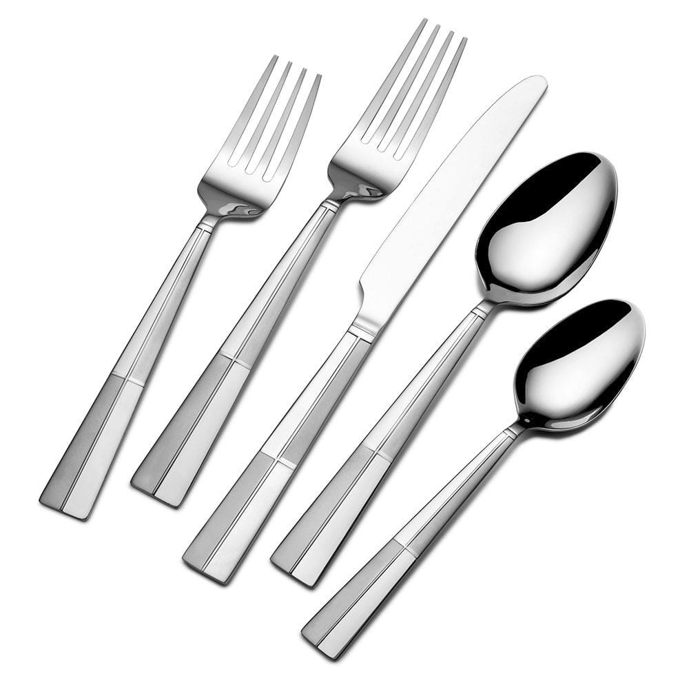 Arabesque Frost 45 Piece Flatware Set with Wire Caddy, Service for 8