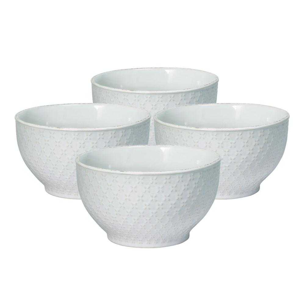 French Lace Set of 4 White Soup Cereal Bowls