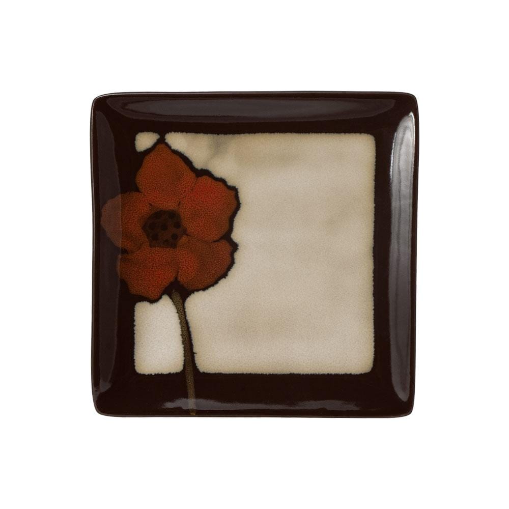 Painted Poppies Square Accent Plate